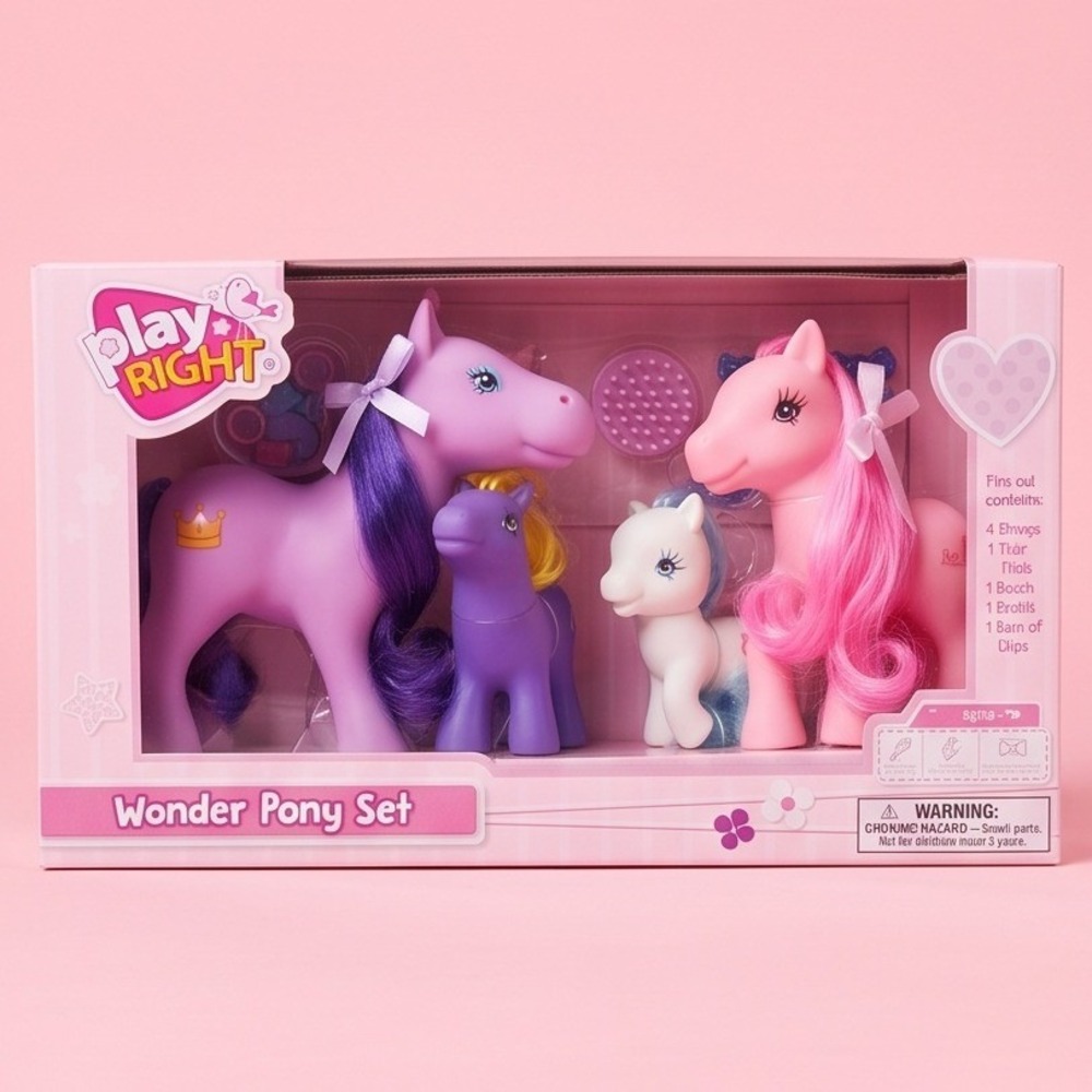 Play Right Wonder Pony Set Pink Purple White Horse Figures Accessories NIB